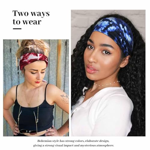 Awumbuk Wide Headbands for Women Knotted No Slip Head Bands Soft Turban Headband Hair Accessories Boho African Solid Color Head Wraps for Women Yoga Workout (Purple) - color: Purple