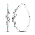 Parmuz 925 Sterling Silver Earrings Hoops for Women Ladies Simple Lightweight Twisted Medium Hoop Earrings With Cubic Zirconia Hypoallergenic Jewelry for Her - color: green