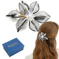 Mistofu 3.14Inch DIY Copper Wire Metal Hand-woven High-level design Barrettes Elegant Hair Accessories, Gifts for Women Girls (Black and White 2) - color: Black and White 2