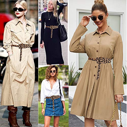 ALAIX Women's Leather Belt Dress Belt for Jeans Jumpsuit Coat Fashion Tie a Knot Genuine Leather Waist Belt - color: Leopard, size: Waist Size up to 34 inches