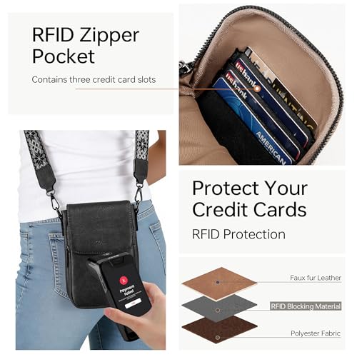GEMIU Small Crossbody Bags for Women Cell Phone Purse Crossbody Wallet Purses with Card Slots - color: A-black