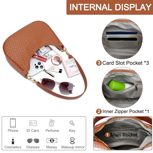 KKXIU Shoulder Bag for Women Cute Hobo Purses and Handbags Retro Clutch Underarm Purse | Cute - color: B-brown