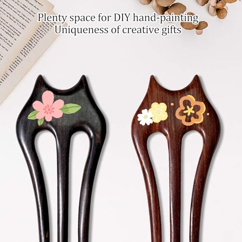 French Hair Pin for Women Wooden Rosewood Hair Sticks for Buns Chinese 3-prong Cute Hair Fork for Long Hair (Darkred(Rosewood)) - color: Darkred(Rosewood)