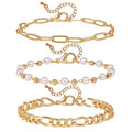 Dainty Pearl Chain Bracelets 14K Gold Bracelet for Women Adjustable Baroque Culture Jewelry Gifts for Mother Wife - color: D