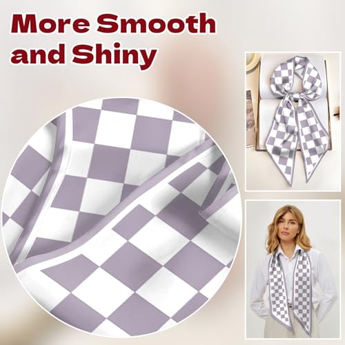 Head Hair Scarf Neck Silk Feeling Scarves Long Thin Satin Fashion Handbag Cute Decoration Women Girls 59 * 6.7'' - color: O-5-purple