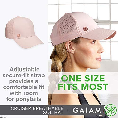 Gaiam Women's Hat-Breathable Ball Cap, Pre-Shaped Bill, Adjustable Size for Running - color: Blush, style: Hat - Cruiser Breathable Sol