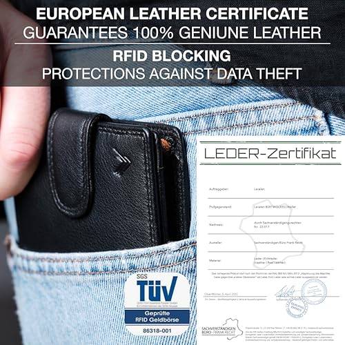 Soft Leather Wallet for Men - Mens Wallet Bifold with Zipper Coin Pocket - Holds Bills, Credit Cards, Coins - Carteras para Hombres Piel - Billeteras de Hombres Cuero Original - RFID Blocking - color: Black - Grey