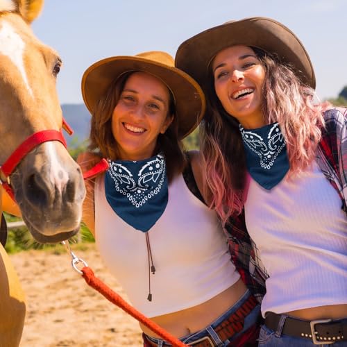 Blulu 12 Pack Neon Bandanas Bulk Multi Purpose Paisley Cowboy Bandanas for Men Women Headband Western Music Festival Rave - color: Denim Blue