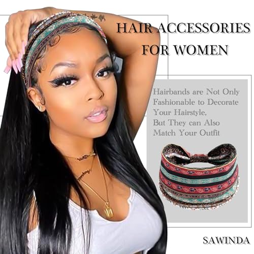 African Headband for Women Boho Headband Twist Knotted Head Wraps Yoga Workout Running Sweats Turbans Bandanas Hair Styling Accessories (Pack of 3) - color: Color-2