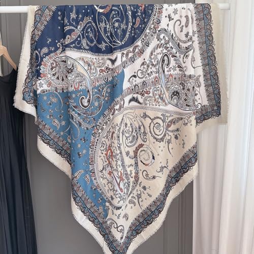 K-Elewon Large Square Scarf 51" Cotton and Linen Hand feel Scarf Fashion Scarves Hair Wrapping Scarfs Neck Scarves for Women - color: H2302