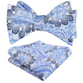 Alizeal Mens 2pcs Classic Floral Pattern Self-tied Bow Tie and Handkerchief Set - color: 035-light Blue