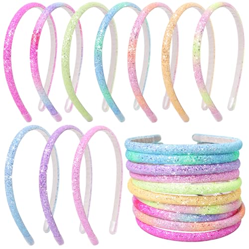 Fishdown Glitter Headband for Girls Women Sparkle Headband Accessory Set of 10 - color: Color-6