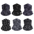 6-Pack Balaclava Face Mask for Men & Women - UV Protection Neck Gaiter, Multi-Use Cycling Mask & Breathable Headband - color: Black