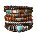 Bohemian Mix Bead Multi Layer Versatile Statement Bracelets Boho Stackable Beaded Strand Stretch Bangles Bracelets Sparkly Crystal Tassel Charm Jewelry Gift - style: turquoise Heart