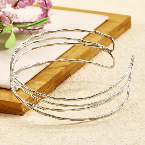 Gold Arm Cuff for Women,Arm Cuff Upper Arm Bracelet Jewelry Minimalist Armband ArmCuffs Bangle Bracelets Summer Beach Accessories - color: Silver 3