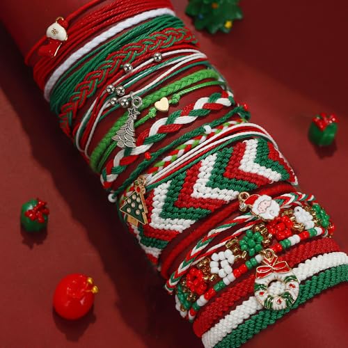 Beach Summer Ankle Bracelet for Women Handmade Braided Adjustable String Anklets Waterproof Surfer Bracelet - color: Christmas boots