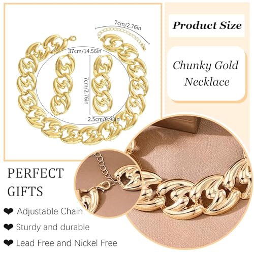 choice of all Chunky Gold Necklace Statement Necklace for Women Punk Chain Thick Gold Choker Jewelry Trendy Birthday Gifts - color: K:Gold Set
