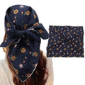 Bandanas for Women Men 21"x21" Floral Headband Scarf Versatile Hair Bandana Square Head Scarf - color: Dark Blue Floral