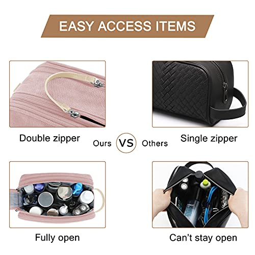 BAGSMART Toiletry Bag for Women, Cosmetic Makeup Bag Organizer, Travel Bag for Toiletries, Dopp Kit Water-resistant Shaving Bag for Accessories, Pink-Medium - color: Pink, size: Medium