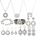 NEWITIN 20 Pieces Silver Bohemian Jewelry Set for Women Fashion Costume Jewels Turquoise Necklace Bracelet Ring Earrings Western Turquoise Jewelry Set for Women - color: Turquoise Jewelry White Set