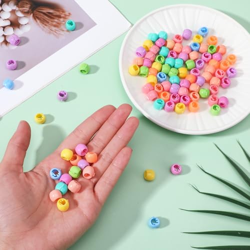 Candy Hair Beads, 100 Pcs Rainbow Mini Hair Claw Clips Plastic Tiny Hair Clips for Braids Cute Colorful Beads Clip Decorative Hair Accessories for Women Girls (Macaron Color) - color: Macaron Colors