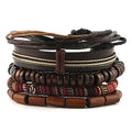 HZMAN Wrap Bracelets Men Women, Hemp Cords Wood Beads Ethnic Tribal Bracelets, Leather Wristbands - style: Classic Style