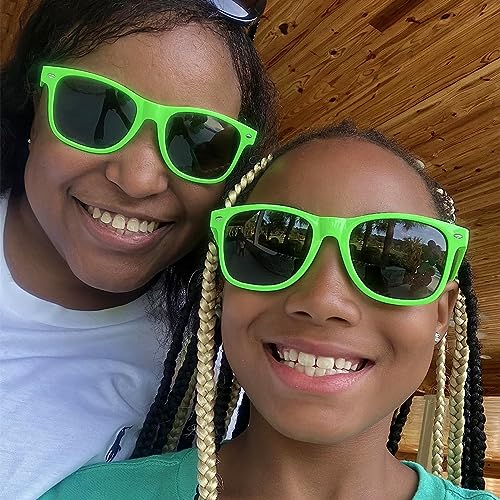 Eyegla Sunglasses Bulk Party Sunglasses Pack 80s Shades Eyewear Set for Men Women 8/10/20/30Pack - color: Green Frame / Grey 10 Pack