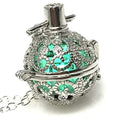 UMBRELLALABORATORY Steampunk FIRE Necklace - Pendant Glow Locket - Great Gifts for women, Mother, Father, cute magical Jewelry - color: Teal