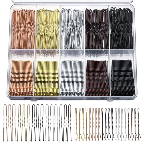 YGDZ 400 Counts Bobby Pins Bun Hair Pins Set, 2inch Bobby Pins for Women, 2.36inch U Shaped Hair Pins for Buns, 5 Colors Brown Blonde Black Hair Accessories for Hair Styling - color: Natural color