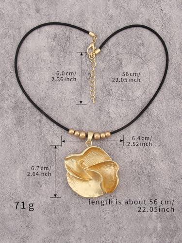 GelConnie Leather Necklaces Turquoise Long Boho Necklaces for Women Brown Chunky Circle Pendant Chocker Necklace Gold Sweater Necklace - style: Boho Flower Pendant Necklaces