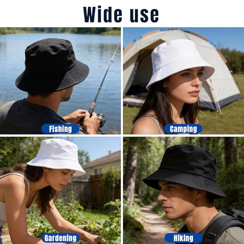 NPJY Bucket Hat for Women Men Cotton Summer Packable Sun Beach Fishing Hats Travel Cap - color: Plain Blue