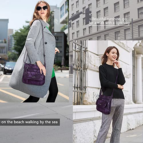 Angelkiss Small Womens Crossbody Bag Leather Shoulder Purse for Women Hobo Bag with Adjustable Shoulder Strap - color: Purple