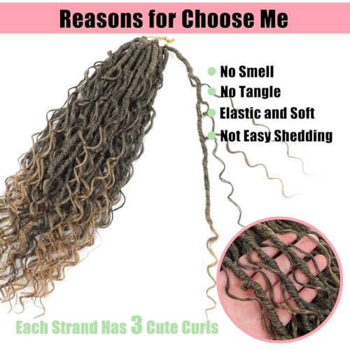 Goddess Locs Crochet Hair 7 Packs Bohemian Faux Locs Pre-Looped Braids, Boho Goddess Soft Locs Crochet Hair with Curly Ends Hair Extensions for Women (T27, 24 Inch) - color: T27, size: 24 Inch