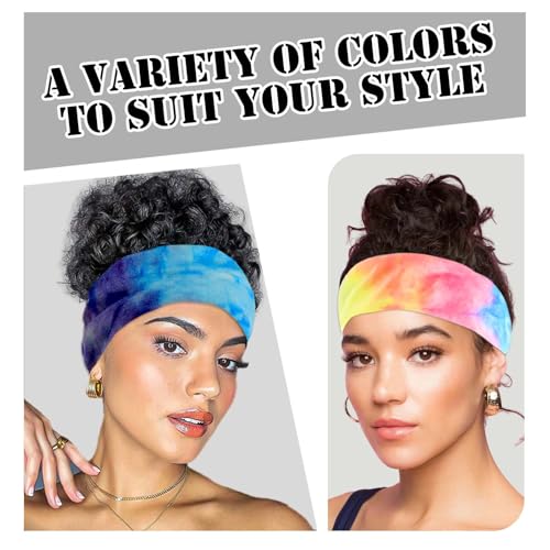 Wide Headbands Stylish Hair Band Tie Dye Head Wraps Elastic Boho Turban Headband Workout Sweatband Non Slip Bandanas Headband Knotted Hair Accessories Band for Women 4 Pack - color: Style 85