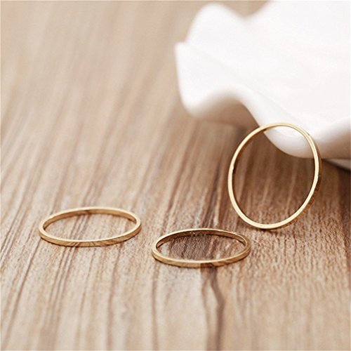 8pcs 1MM Thin Stainless Steel Knuckle Midi Stacking Rings for Women Plain Band Comfort Fit - color: Flat - Gold 8pcs(size 3 to 10)