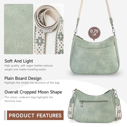 APHISON Trendy Leather Crossbody Purse with Adjustable Strap, Women's Shoulder Handbag - color: 04-green