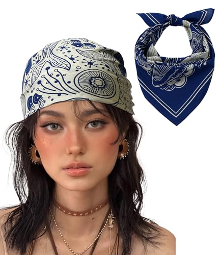 21"x21" Soft Cotton Bandana for Men and Women Unisex Head Wrap Scarf Headband Face Mask for Outdoor - color: Qm2-whale Song