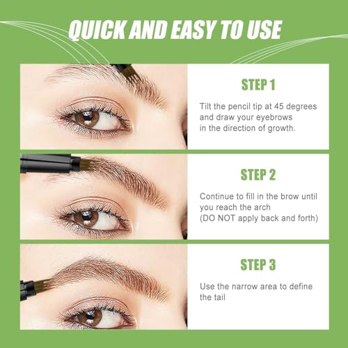 Microblading Eyebrow Pen, Waterproof Eyebrow Pencils for Women Brown Hair Like Natural Brow Contouring Pen, Precise Thin Four Forks Tip Liquid Pencil, Medium Brown