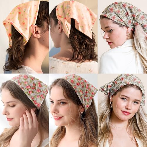 GREATEE Bandanas for Women Cotton Head Kerchiefs Floral Hair Bandanas Hair Scarfs Headband Scarf for Hair-Style 20"×20" - color: Pink-3pcs