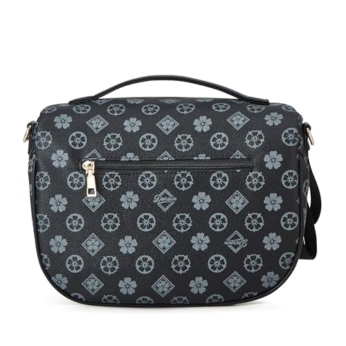 Crossbody Purse for Women Small Crossbody Bags Trendy Vegan Leather with Adjustable Shoulder Straps Gift for Mother Wife Mom - color: Black Flower