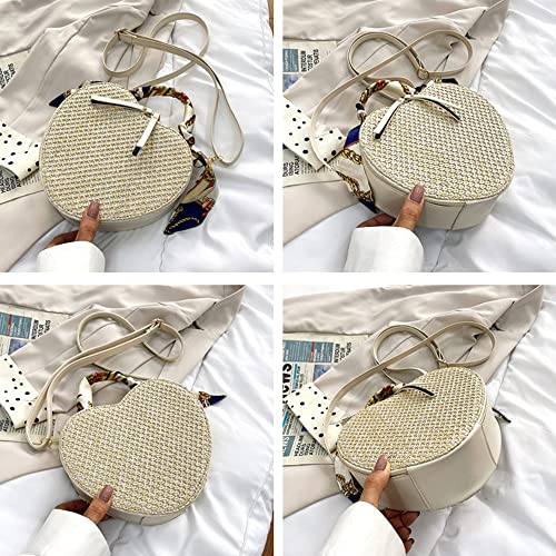 Goclothod Women Crochet Fringed Shoulder Bag Cotton Tassel Crossbody Bag Hippie Beach Purse - color: W-cream