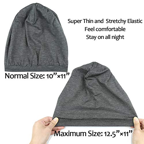 Alnorm Soft Stretchy Sleep Cap Unisex Skull Cap Chemo Hat for Cancer Patients Dark Grey - color: Dark Grey