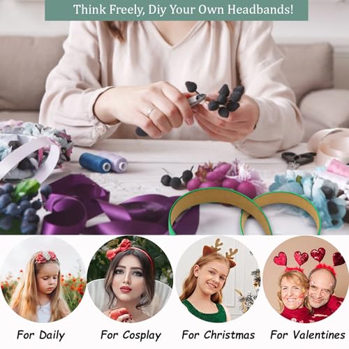 Wecoe 10 Pack Green Headbands 1 Inch Wide Satin Headbands Women Non Slip Fashion Plain Head Bands Solid Hair Bands DIY St. Patrick's Day Hair Accessories for Women Girls Diademas Para Mujer - color: Green