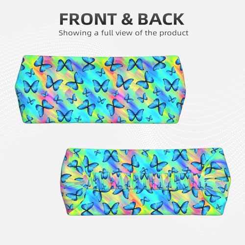 Butterfly Print Headband for Women, Colorful Elastic Hair Band for Workout, Yoga, Sports - color: 6