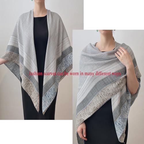 K-Elewon Large Square Scarf 51" Cotton and Linen Hand feel Scarf Fashion Scarves Hair Wrapping Scarfs Neck Scarves for Women - color: H2305