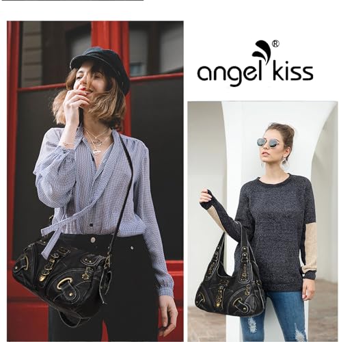 Angelkiss Hobo Purses and handbags for Women Satchel Handbag Women Purses Large Daily Shoulder Bags | Purses - color: 801black