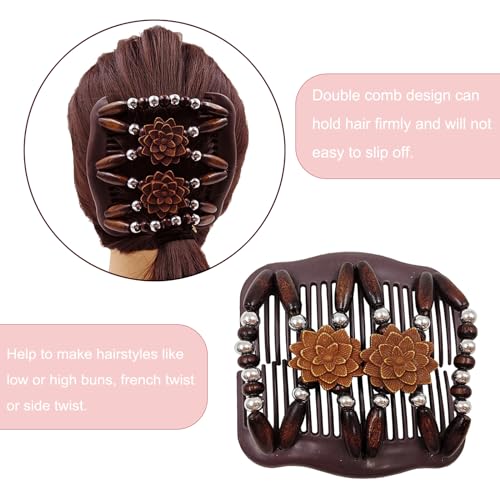 Suptizizkz 5 Pieces Stretchy Magic Hair Comb Adjustable Elastic Comb Hair Clip for Women Girls No Crease Hair Pins Vintage Hair Bun Maker Hair Accessories for Curly Thick Wavy Hair Ponytail, Mixed - color: Mixed