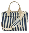 Large Canvas Tote Bag for Women Work Tote Bags with Pockets Laptop Crossbody Purses Everyday Bag Handbags for Travel - color: New Upgrade Plus Blue Stripe