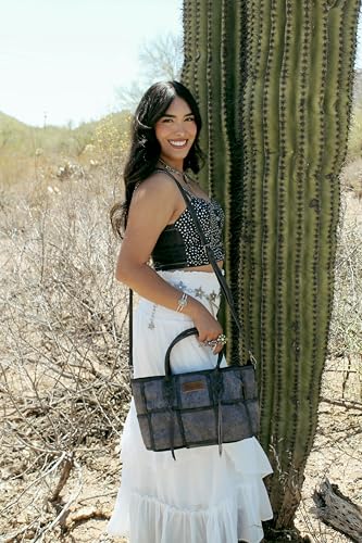 Montana West Wrangler Woven Tote Bag for Women Western Floral Tooled Purses and Handbags - color: Floral Tooled Black