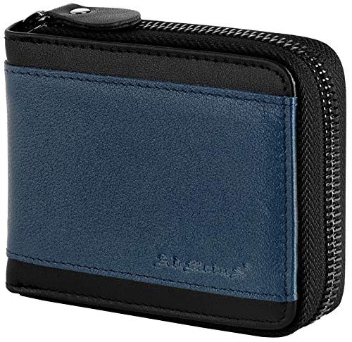 Admetus Mens RFID Blocking Wallets Zipper Leather Wallet for Men Bifold RFID Card Holder - color: Black-19